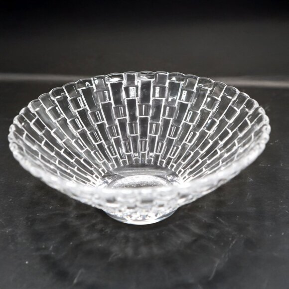 Nachtmann Bossa Nova Crystal Bowl Fine Bavarian Glass Serving Dish Basket Weave - Picture 2 of 10